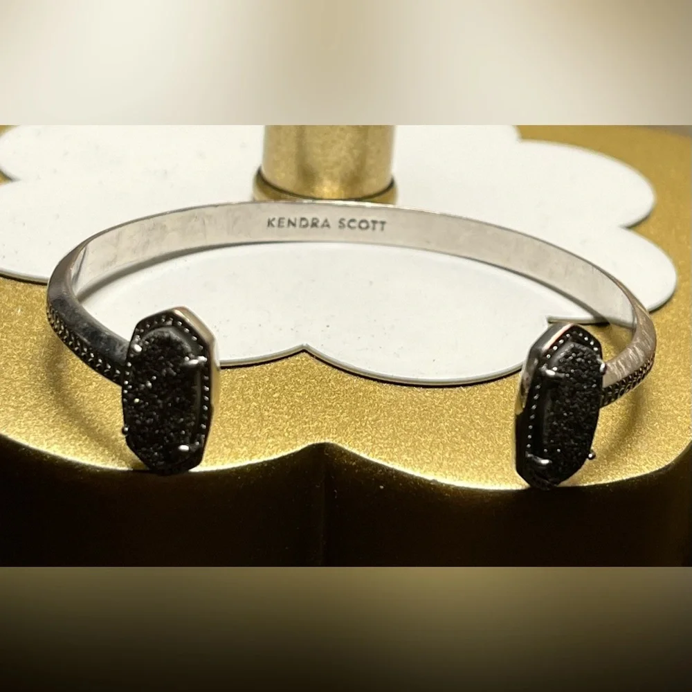 Kendra Scott Elton Silver Cuff Bracelet in platinum Drusy 2005 - Picture 8 of 9